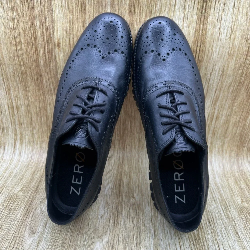 Cole Haan Zerogrand Wingtip Oxford Men's Size 9.5 Black Leather Shoes C20719